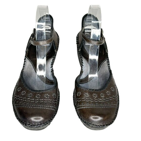 Vtg Clarks Artisan Sandals 9M Buckle Straps Mary Jane Wedge Retro Boho 74150 - Picture 2 of 14